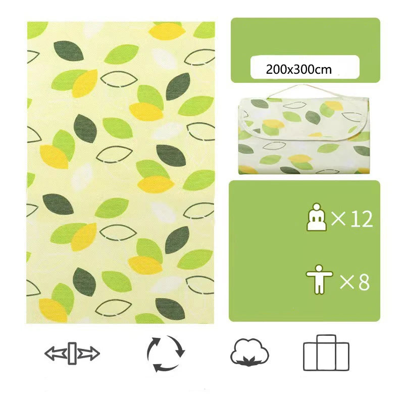 Outdoor Thickened Waterproof Camping Non-woven Fabric Picnic Mat Moisture-proof Mat Beach Mat Peaceful Pleasures Health and Wellness leaves-200x300cm