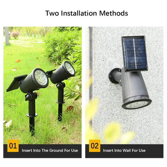 LED Solar Spotlights Outdoor Waterproof Garden Pathway Lights Solar Garden Spotlight Peaceful Pleasures Health and Wellness