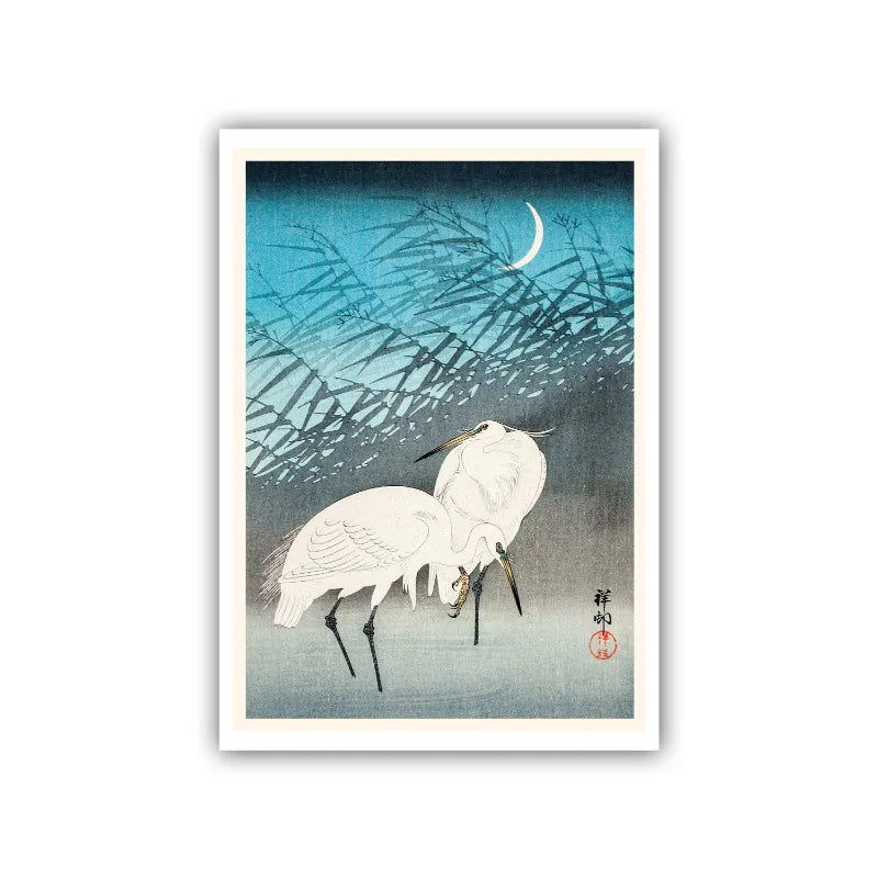 Ohara Koson Japanese Ukiyo Poster Vintage Goldfish Lotus Owl Peacock Geisha Canvas Painting Wall Art for Living Room Home Dec Peaceful Pleasures Health and Wellness