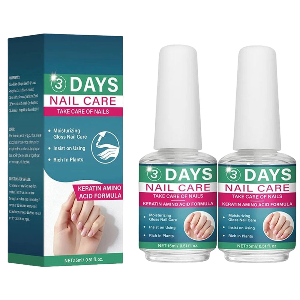 3 Days Nail Care Oil Keratin Amino Acid Formula Fast Dry 90s Salon Shine No Chip Deep Moisture Nail Strengthener,15ml Peaceful Pleasures Health and Wellness 2PCS