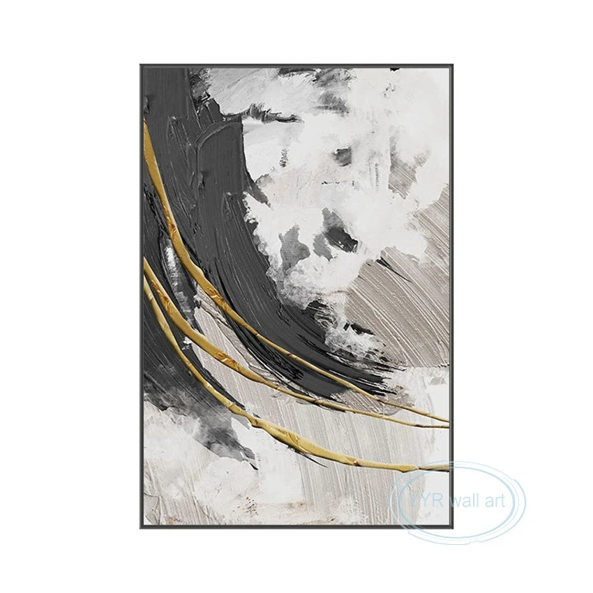 Nordic Modern Abstract Hand-Painted Canvas Wall Art | Acrylic Abstract Canvas Painting Peaceful Pleasures Health and Wellness No frame 130cmx250cm