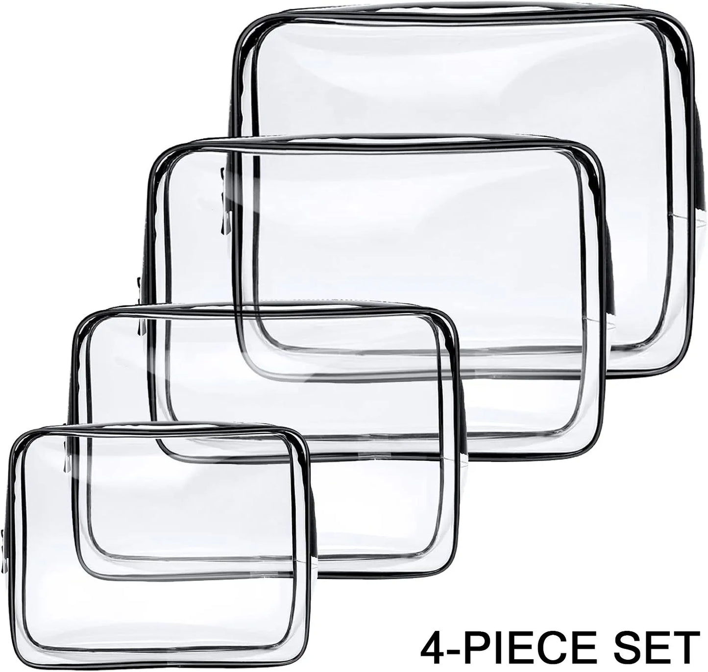 4-Piece Clear Waterproof Travel Toiletry & Cosmetic Bag Set