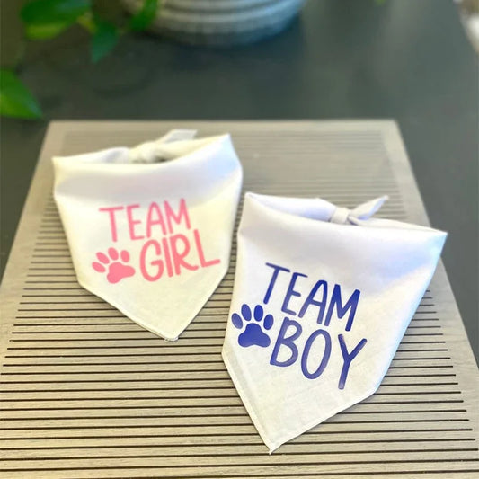 Team Boy & Team Girl Dog Bandana – Gender Reveal Party Prop Dog Party Bandana Peaceful Pleasures Health and Wellness