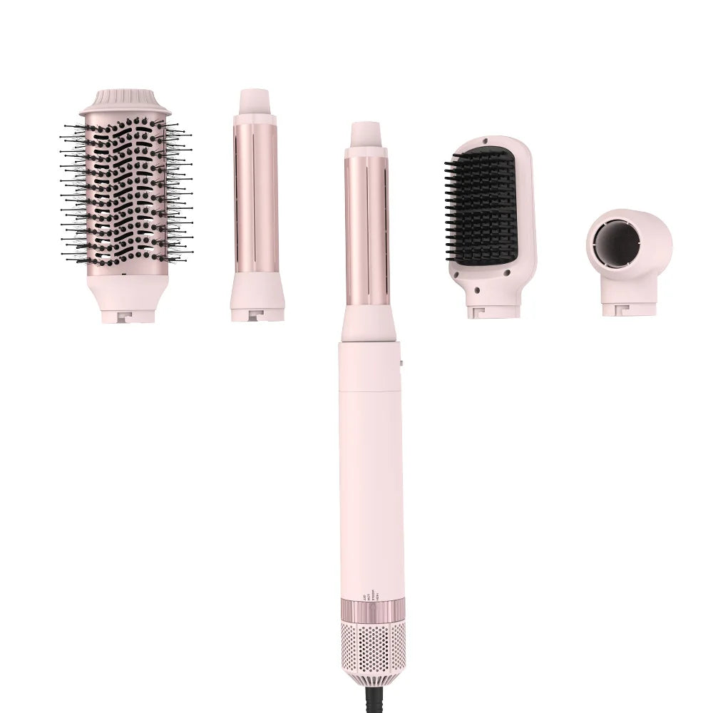 Hair dryer brush detachable 5-in-1 styling and drying system, fast drying, curl smoothing and styling, automatic curling iron Peaceful Pleasures Health and Wellness 5-in-1 set EU Plug