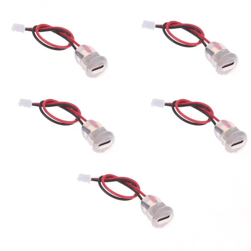 USB Type-C Female Socket 3A 5V LED Water-Resistant Pigtail USB-C Charging Socket Peaceful Pleasures Health and Wellness A1 5Pcs