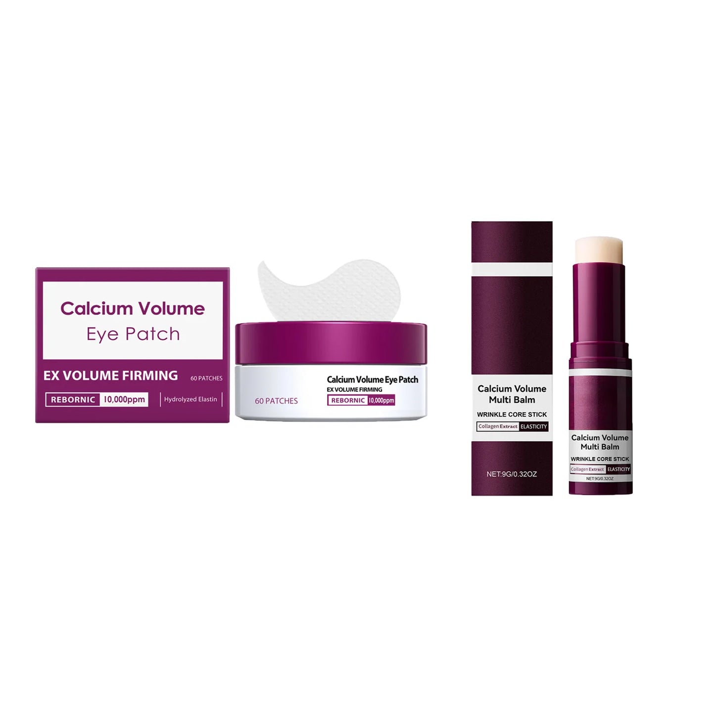 Calcium Anti-Aging Skincare Set – Serum, Eye Patches & Balm