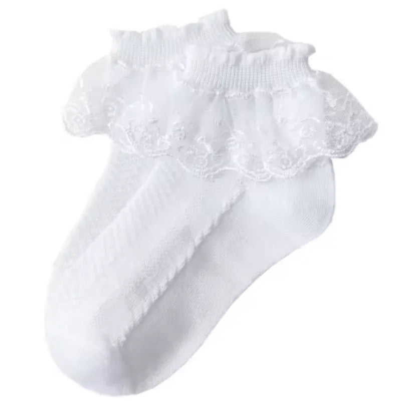 0-12Y Spring Summer Children Lace Socks Baby Girls Cotton Mesh Stockings Princess Short Dance Socks Kids Socks Ruffle Socks Peaceful Pleasures Health and Wellness 4 to 6 Years Old 1