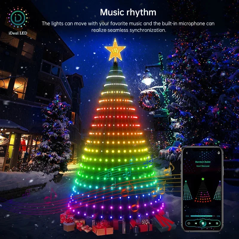 Smart Christmas Tree Lights 2025 – Music LED USB Decoration