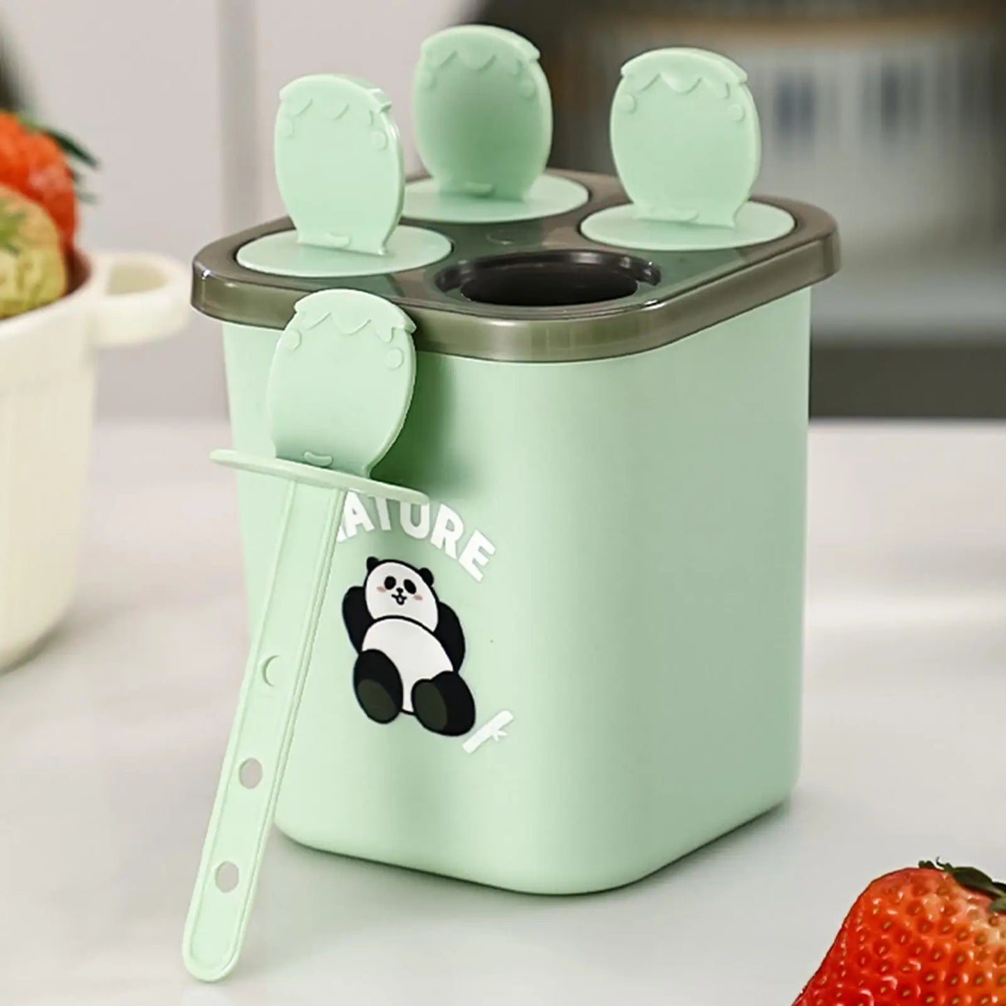 4-Cavity Ice Cream Mold Easy Demolding Homemade Ice Lolly Mold for Family Summer Birthday Party Camping Holiday Peaceful Pleasures Health and Wellness