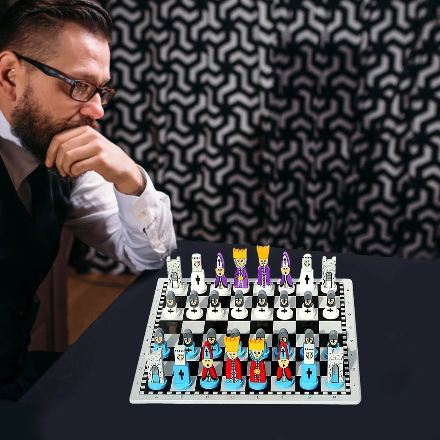 Portable Wooden Chess Set – Cartoon Pieces & Travel Board Game Wooden Board Game Peaceful Pleasures Health and Wellness