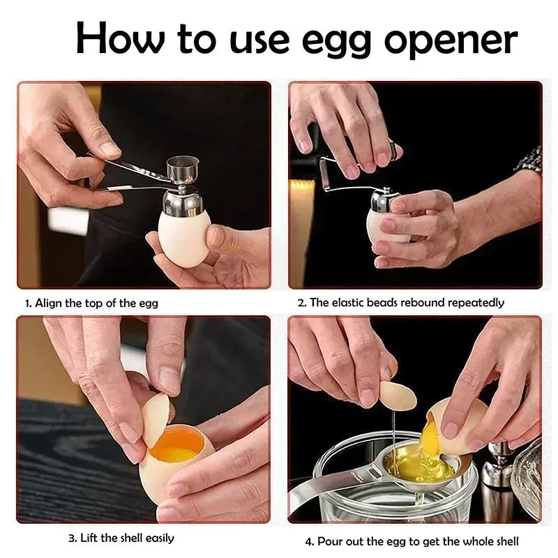 Stainless Steel Egg Cutter Opener, Kitchen Eggshell Cracker Topper Utensil for Boiled Eggs, Essential Kitchen Gadgets Peaceful Pleasures Health and Wellness