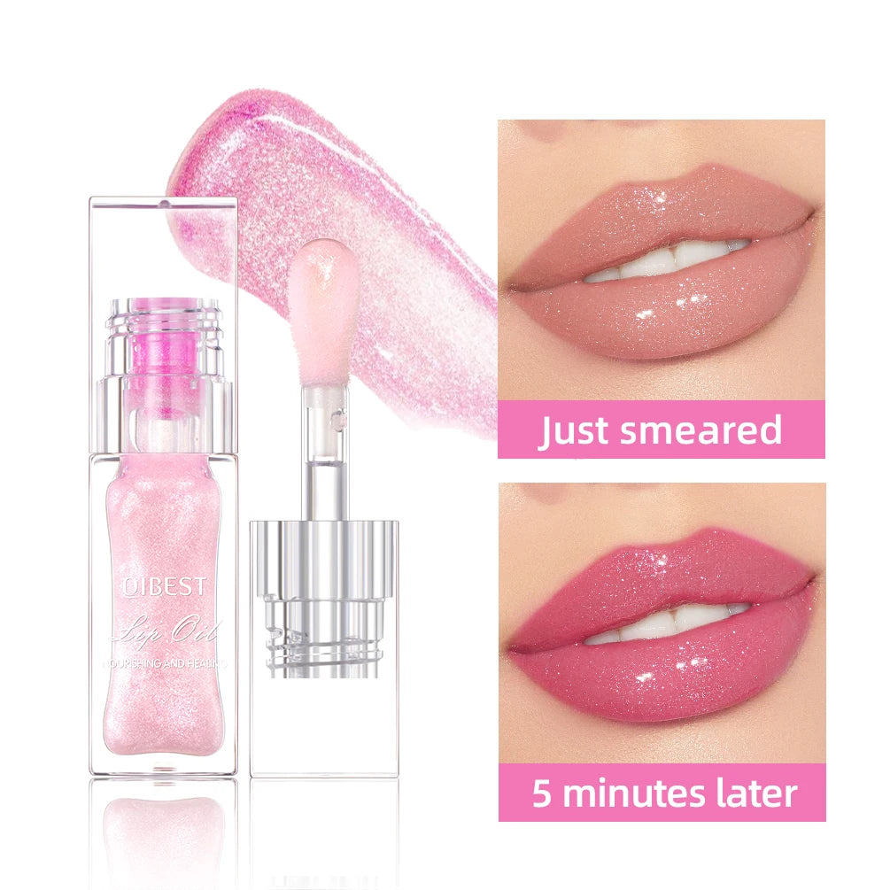 QIBEST Lip Oil Gloss Temperature Color Changing Moisturizing Makeup Lipstick Hydrating Lip Plumper Extreme Lip Care Cosmetics Peaceful Pleasures Health and Wellness color changing