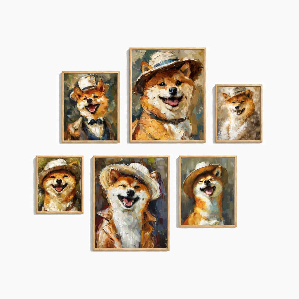 Smiling Shiba Inu Dog Canvas Wall Art | Nordic Vintage Poster Canvas Wall Art Peaceful Pleasures Health and Wellness