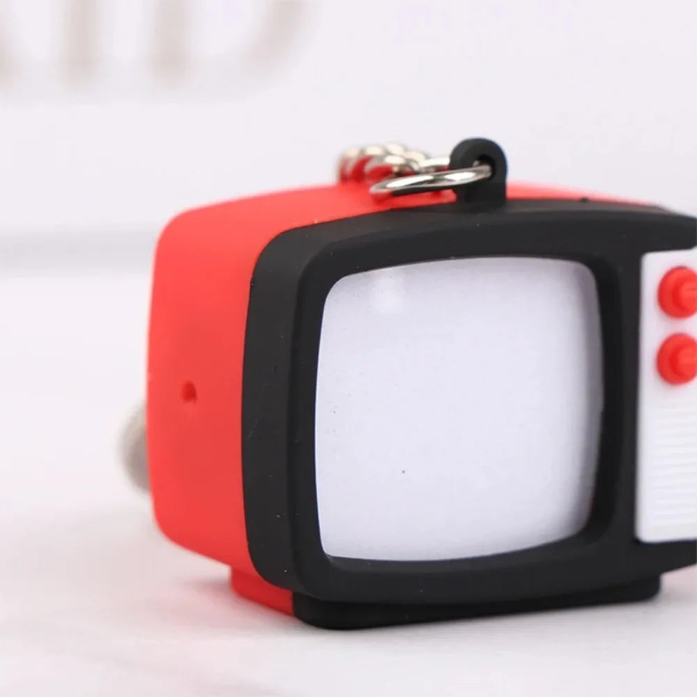 Retro TV Keychain – Mini LED Light & Sound Novelty Key Ring