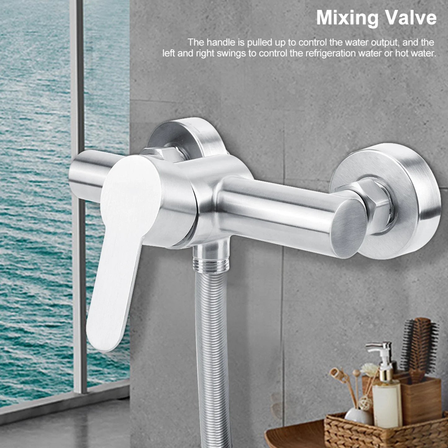 Wall-mounted Shower Faucet Stainless Steel Single Handle Tap Bathroom