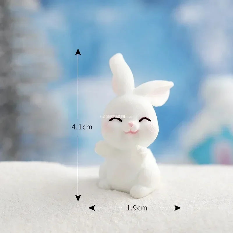 Figurines Christmas Rabbit Micro Landscape Snowman Bunny Ornament Desk Accessories For Home Decoration Kids Gifts Miniature Peaceful Pleasures Health and Wellness