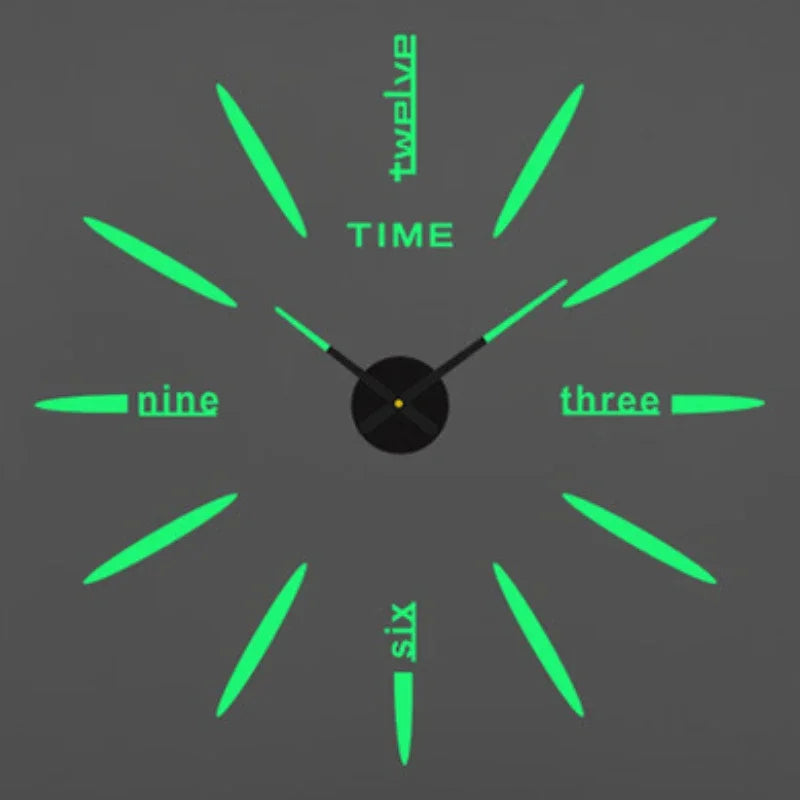 Modern 3D DIY Frameless Wall Clock – Acrylic Mirror Number Stickers Quartz Home Decor (40–130cm)