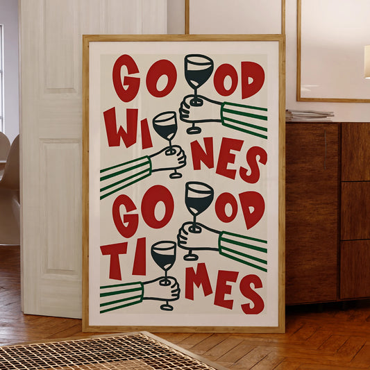 Good Wines Good Times Red And Green Wall Art Prints Canvas Painting Poster Picture For Living Bed Kitchen Room Home Deco Peaceful Pleasures Health and Wellness