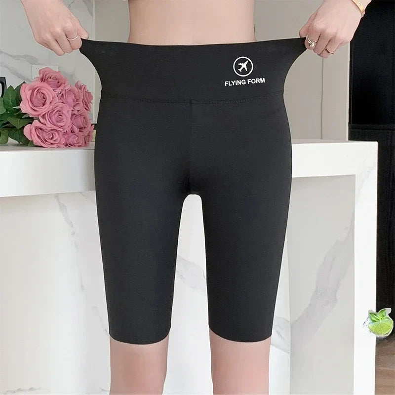 Women's High Waist Shark Print Yoga Shorts | Slim Fit