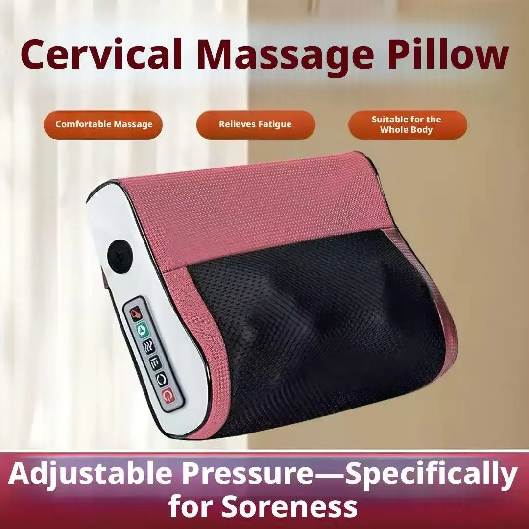 Multifunctional Massage Pillow 6 Keys 3-Gear Adjustable Neck Back Waist Massager Intelligent Kneading Home Massage Device Peaceful Pleasures Health and Wellness