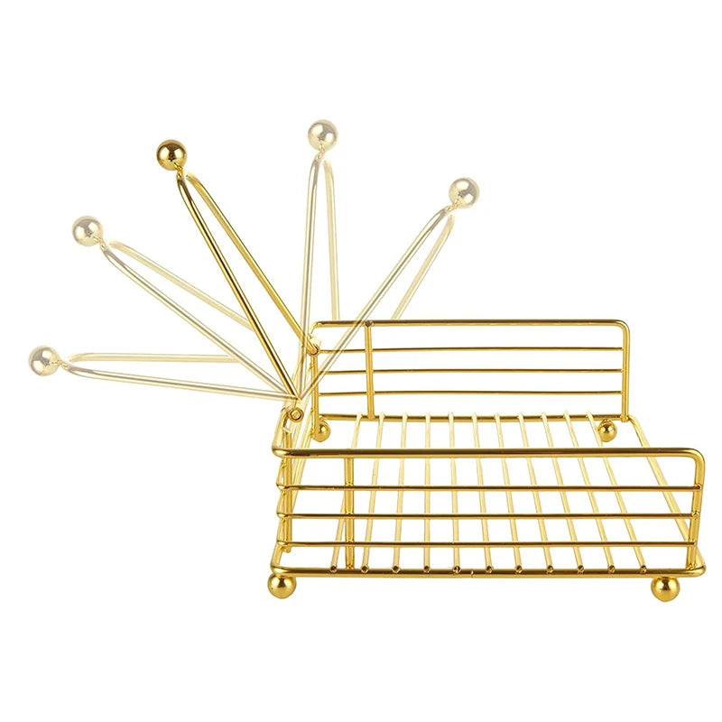 New Rustic Metal Napkin Holder Square Paper Organizer For Kitchen Home Restaurant Cafes - Tabletop Decorative Napkin Holder Peaceful Pleasures Health and Wellness Gold
