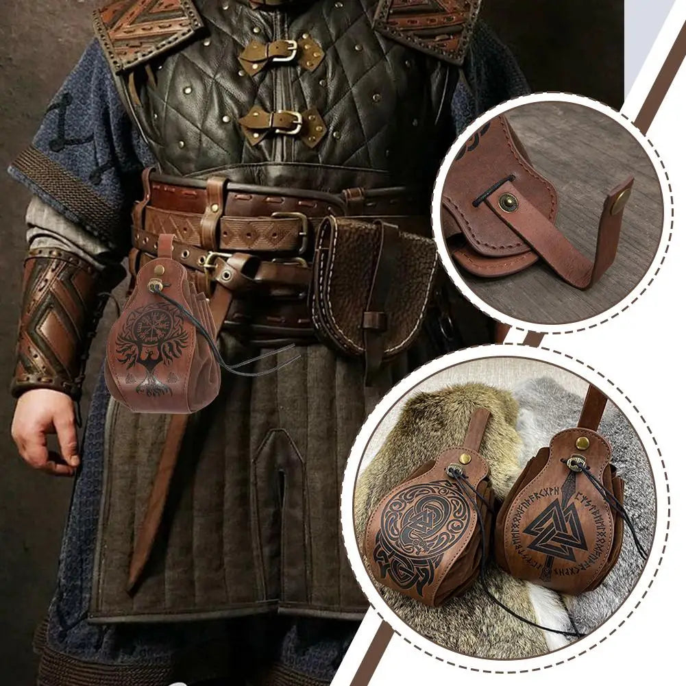 Celtic PU Leather DnD Dice Bag | Medieval Drawstring Pouch