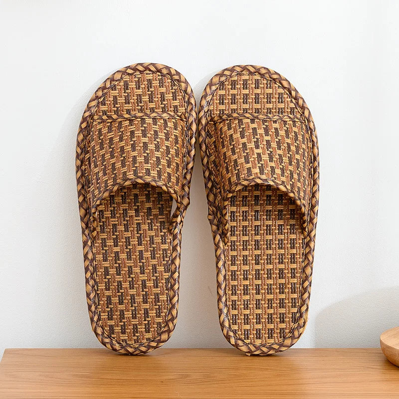 Rattan Woven Indoor Slippers | Unisex Cooling Summer Slides
