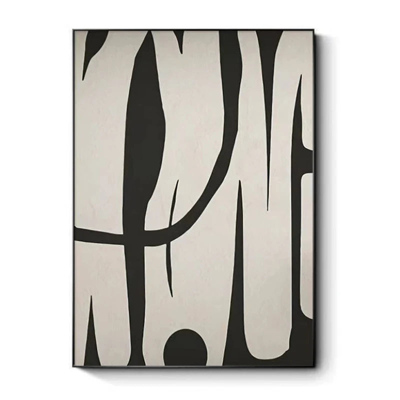 Hand-painted Oil Painting Black and White Modern Minimalist Entrance Three-dimensional Large Floor-to-ceiling Gypsum Painting Peaceful Pleasures Health and Wellness Without frame L Custom