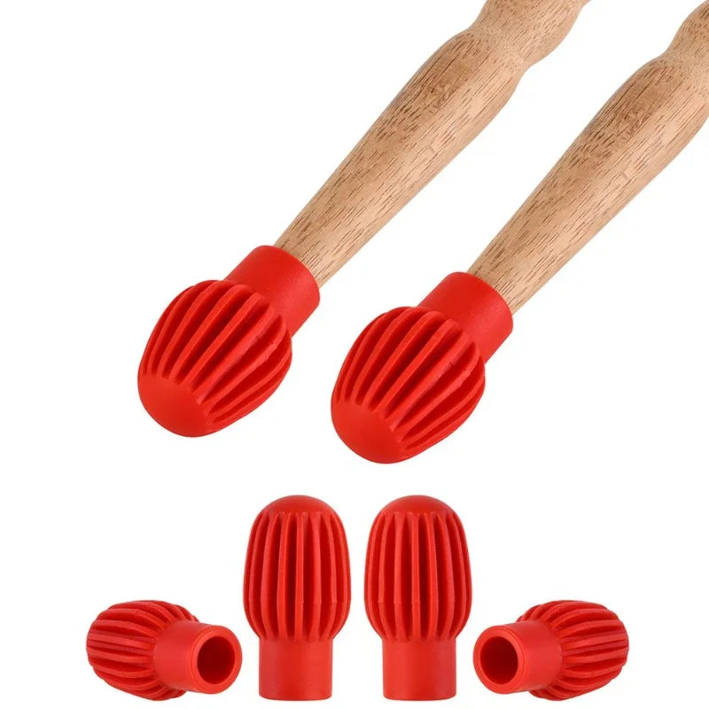 4 Drum Mute Silicone Sleeve Weaker Practice Tips Drumstick Head Rubber