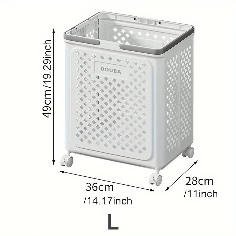 Foldable Storage Basket with Wheels & Handles | Rolling Bin