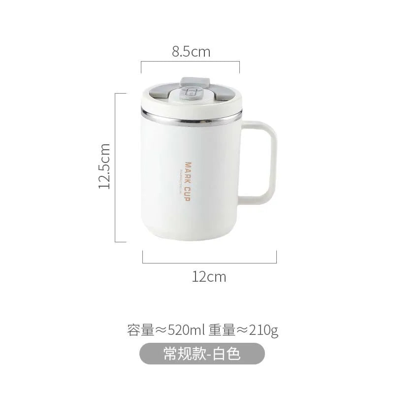 2026 Hot 520ML Insulated Coffee Mug with Handle, Shatterproof 304 Stainless Steel Coffee Mug, Double Wall Vacuum Water Cup Peaceful Pleasures Health and Wellness Regular white 501-600ml