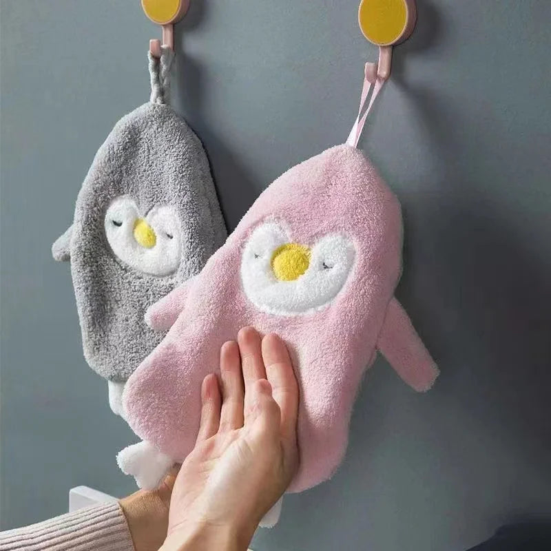 Penguin Coral Velvet Hand Towel – Thick & Absorbent