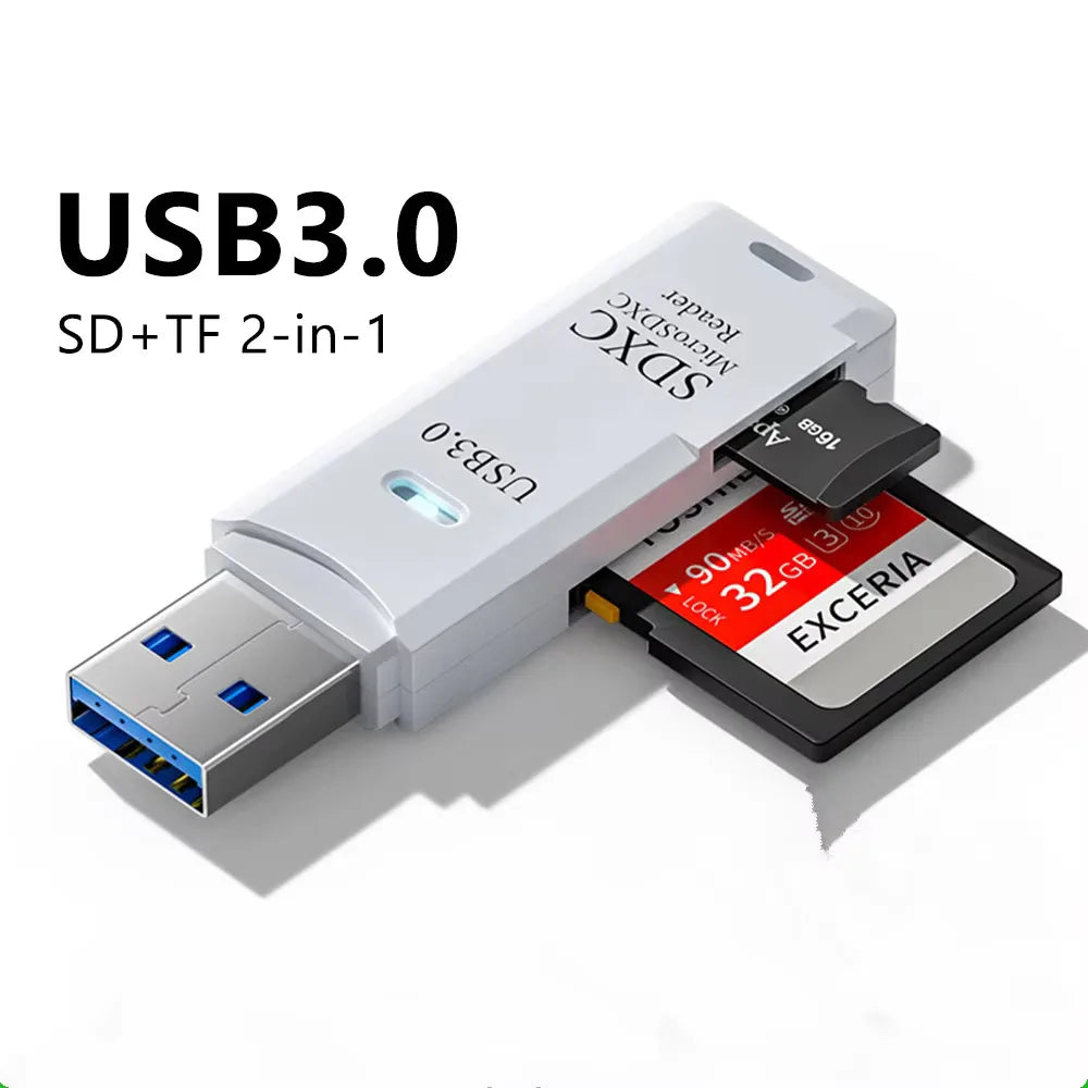 USB 3.0 SD & TF Card Reader 2-in-1 High-Speed Adapter