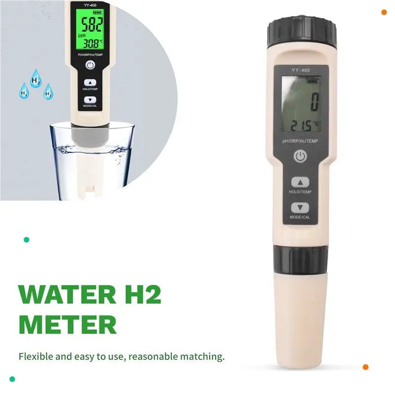 A36T-4 In 1 YY-400 PH/ORP/H2&TEM Meter Digital Hydrogen Concentration Tester For Aquarium, Swimming Pool Peaceful Pleasures Health and Wellness