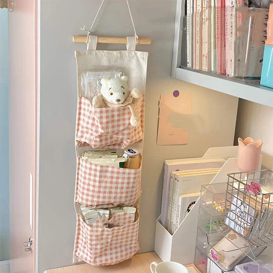 Four Seasons Storage Bag Dormitory Cute Hanging Door Wall Multi Layer Miscellaneous Hanging Bag Wall Hanging Fabric Storage Bag Peaceful Pleasures Health and Wellness
