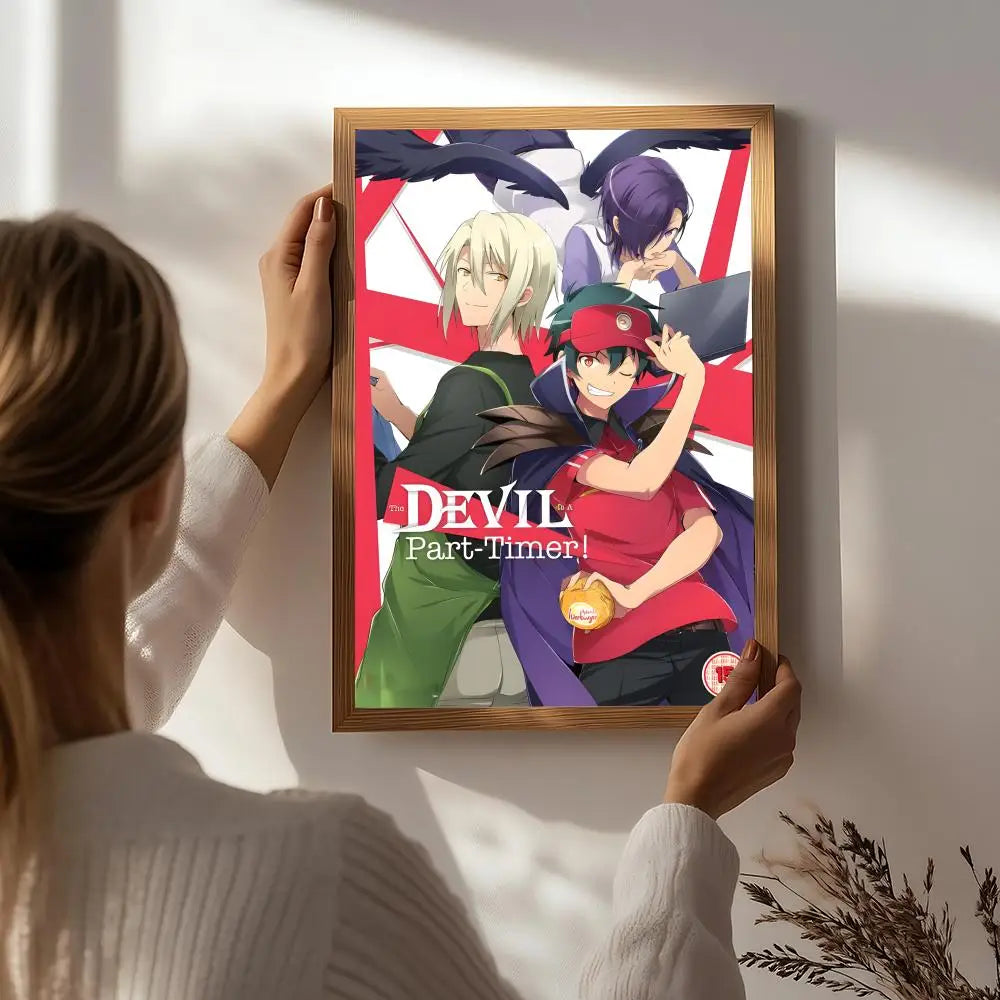 Anime T-The Devil Is a Part-Timer! Poster HD Self Adhesive Waterproof Wall Art Ideal for Home Office Dorm Bedroom Great Gift Peaceful Pleasures Health and Wellness White1 15X20cmNoframe
