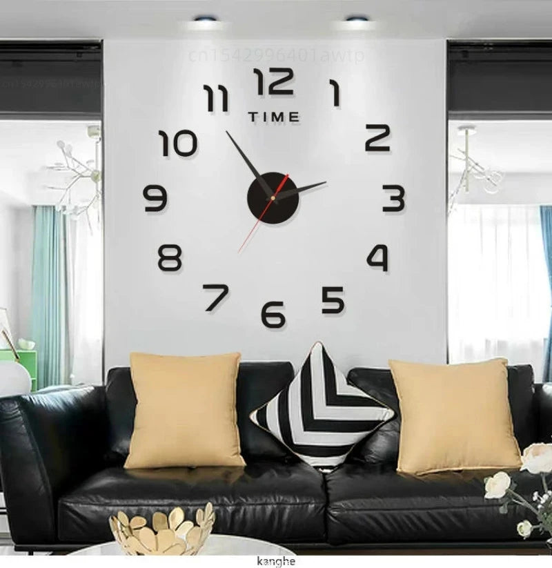 2026 Modern Design Large Wall Clock 3D DIY Quartz Clocks Fashion Watches Acrylic Mirror Stickers Living Room Home Decor Horloge Peaceful Pleasures Health and Wellness