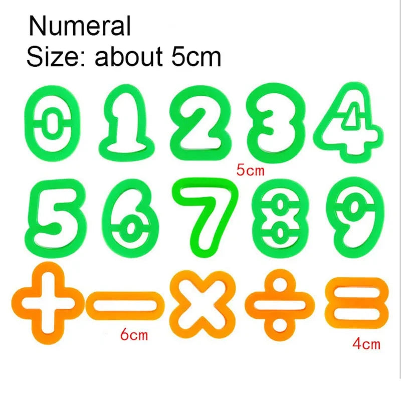 Puzzle Play Dough Tool Kids Number Letters Symbols Cutters Rollers