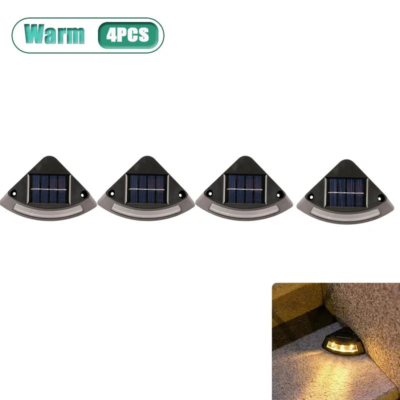 Solar Stair Lights Outdoor Waterproof LED | Garden Steps 4-8 Pack
