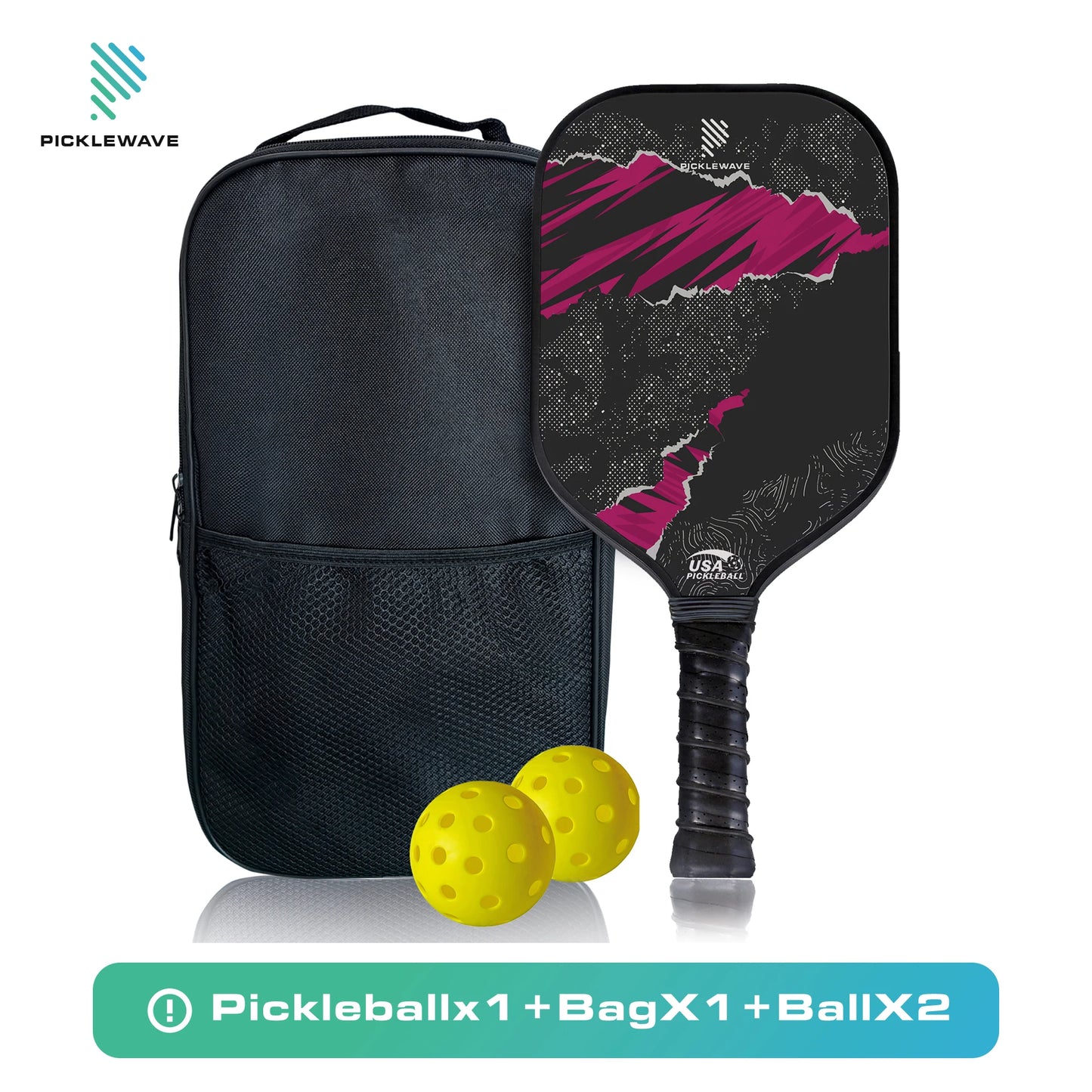 USAPA Pickleball Paddle Fiberglass High Spin Edgeless Unibody
