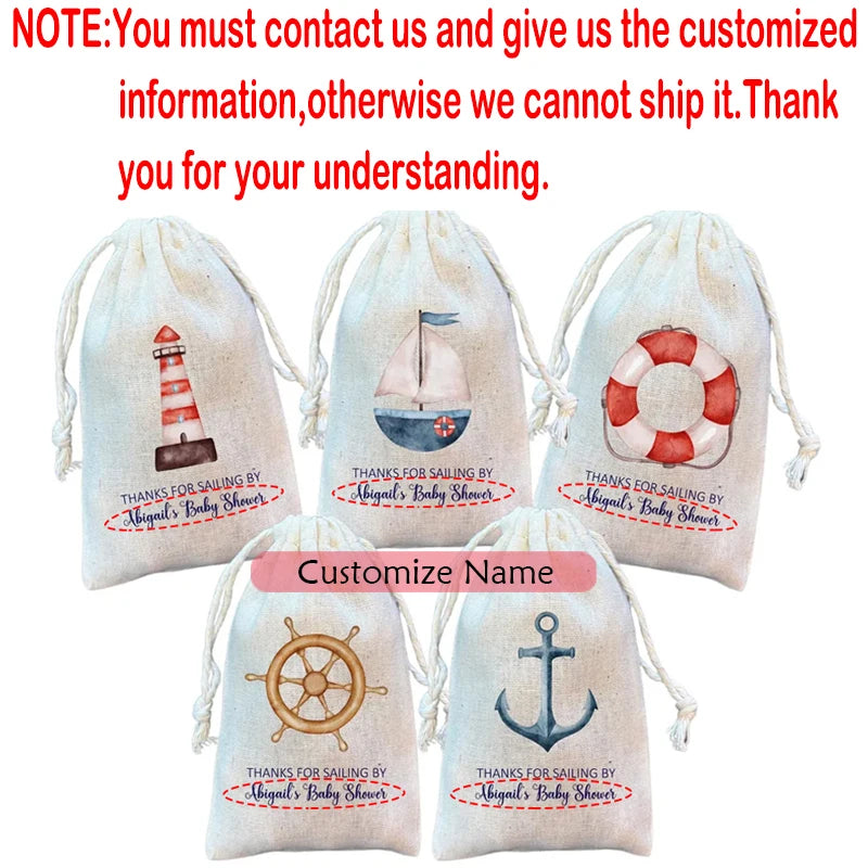 Nautical Party Favor Bags Set of 5 | Personalised Gift Bags