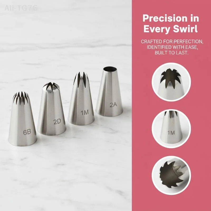 5-Piece Large Stainless Steel Cake Piping Tips Set