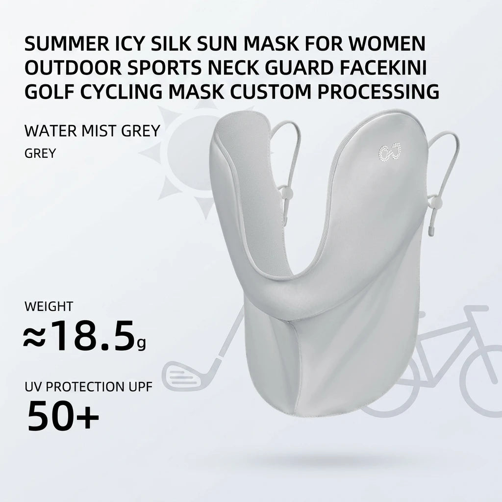 Ice Silk Sun Protect Mask For Women UPF50+ UV Protect Neck Cover For Outdoor Cycling Golf Peaceful Pleasures Health and Wellness