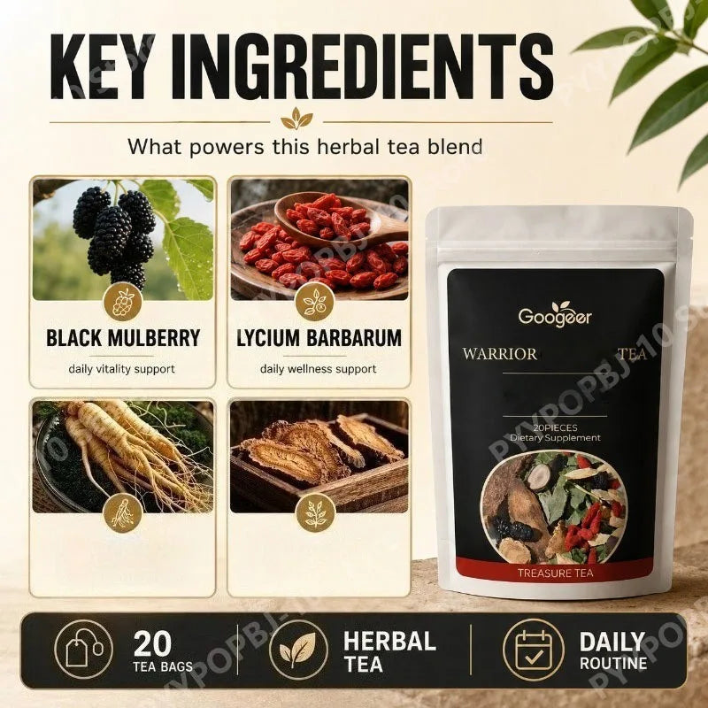 Googeer Herbal Supplement Blend | Black Mulberry & Goji Berry 20 Bags