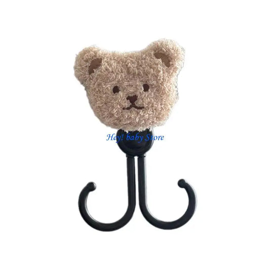Cartoon Bear Stroller Double Hook Organizer | Pushchair Hanger Stroller Hook Organizer Peaceful Pleasures Health and Wellness Milk Tea CN