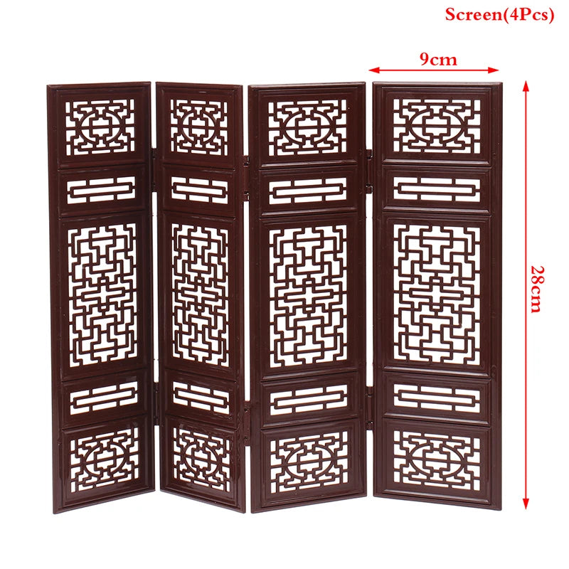 Dollhouse Miniature Folding Screen Guzheng Fan Ornaments 1:12