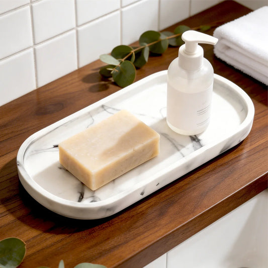 Oval Soap Dispenser Tray, Bathroom Vanity Tray, 9.8" Kitchen Counter Trays, Silicone Bathroom Tray for Counter, Toilet Tank Tray Peaceful Pleasures Health and Wellness