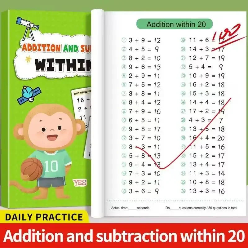 Addition Subtraction Arithmetic Exercise Book Quick Calculation Math