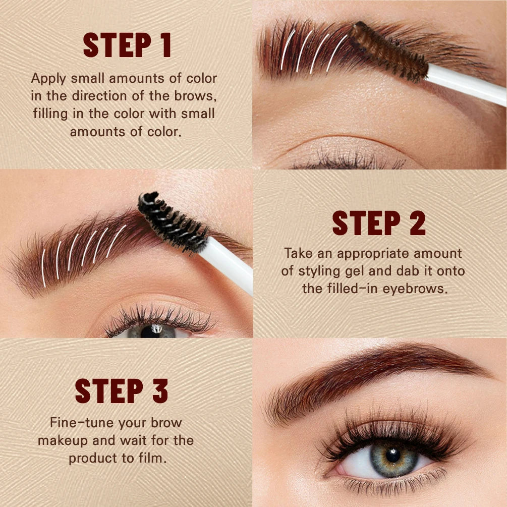 QIBEST Double-head Eyebrow Styling Cream Waterproof 3D Eyebrow Tattoo Tint Setting Gel Wild Brow Pomade Quick-drying Cosmetics Peaceful Pleasures Health and Wellness