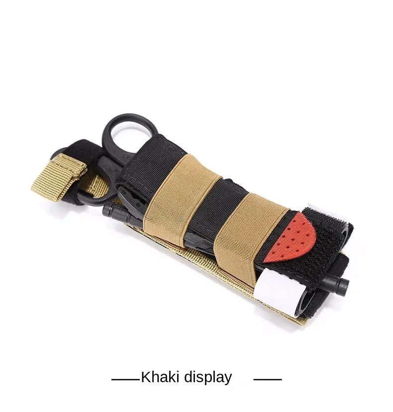 Tactical First Aid Kit Molle Pouch Belt Fast Tourniquet scissors Medical CAT Outdoor Elastic Tourniquet Holder Pen Survival Bag Peaceful Pleasures Health and Wellness Khaki and tourniquet